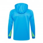 Kinder Brasilien Hoodie Training Sweatshirts Viertelreißverschluss 2024-25 Blaue